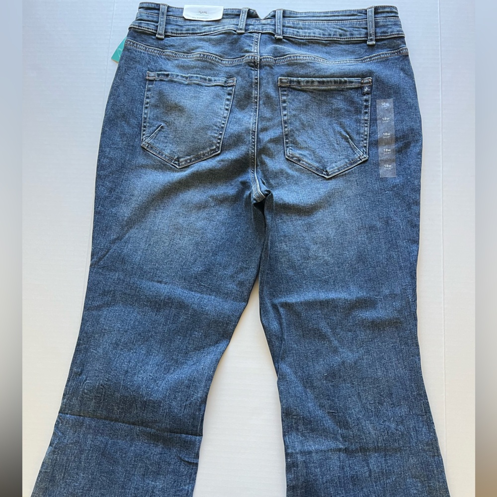 m jeans by maurices Flare High Rise Double Button Denim Jeans 18W - Picture 6 of 15